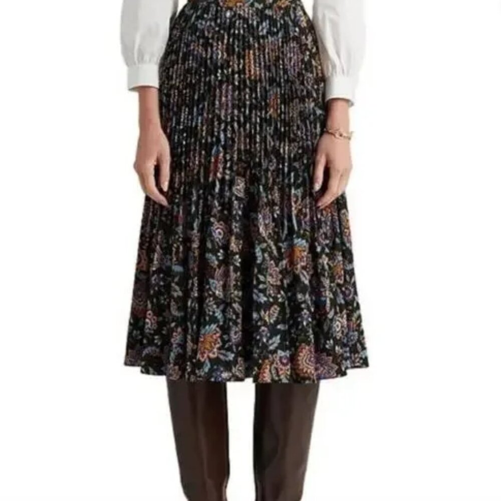 Lauren Ralph Lauren Ascot Print Georgette A Line Midi Skirt Womens Size 10 Green